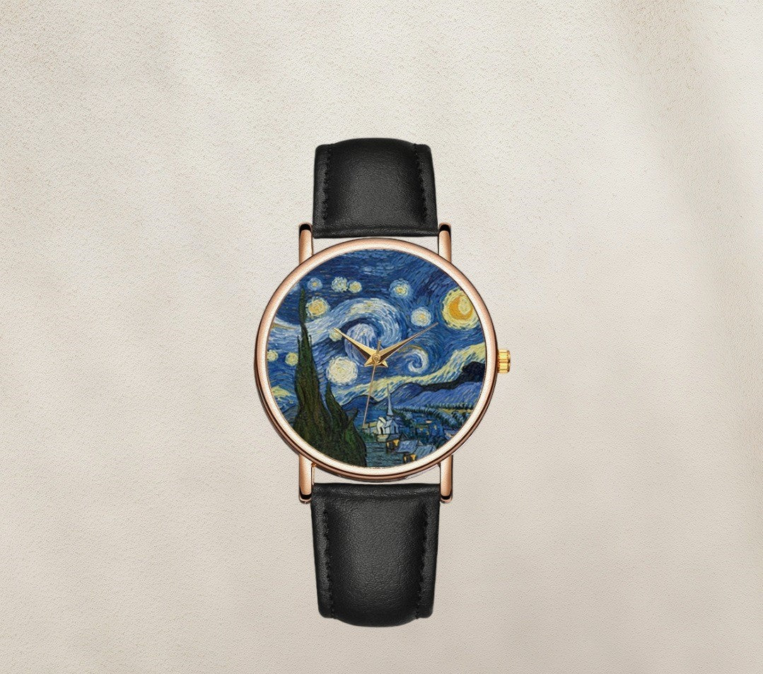 Galartaura Montre noire La Nuit Etoilée - Van Gogh