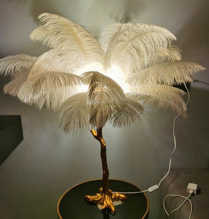 Galartaura Lampadaire en plumes d'autruche