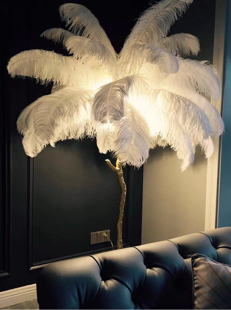 Galartaura Lampadaire en plumes d'autruche