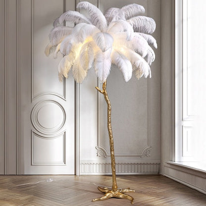 Galartaura Lampadaire en plumes d'autruche