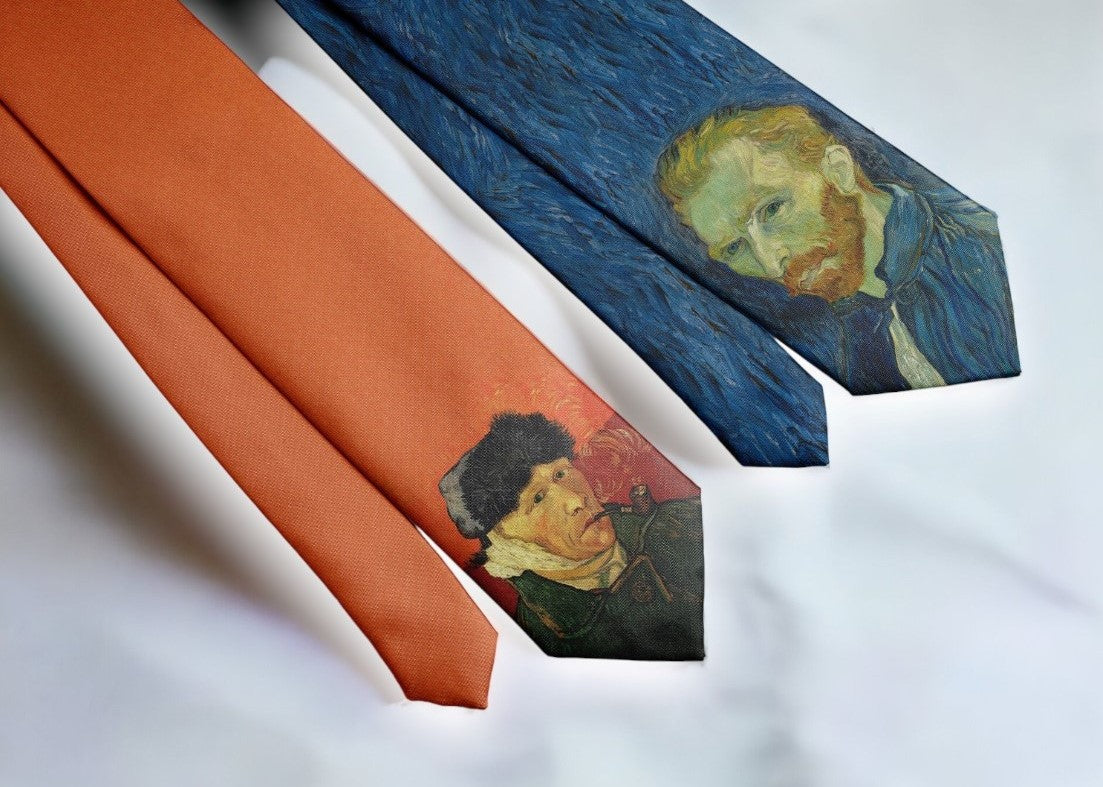 Galartaura Cravate bleue visage de Van Gogh